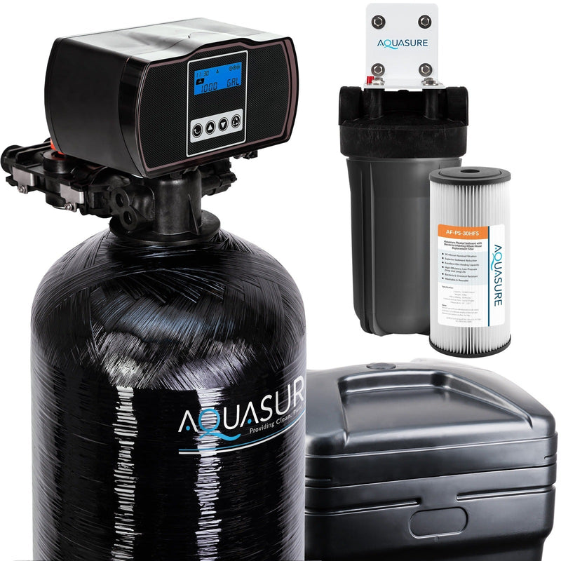 Aquasure Harmony Series | 48,000 Grains Water Softener w/ Fine Mesh Resin and Pleated Sediment Filter