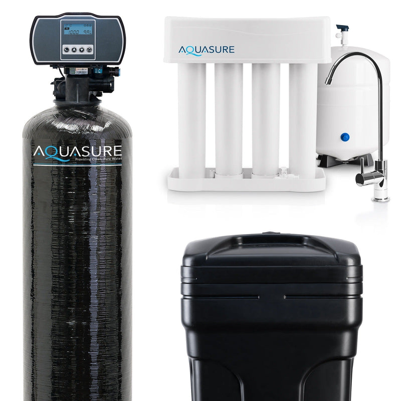 Aquasure Harmony Series | 48,000 Grains Whole House Water Softener & 75 GPD Reverse Osmosis System Bundle