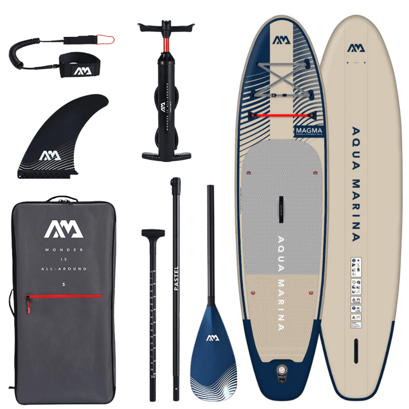 Aqua Marina 11’2″ Magma (Earth Wave) - Advanced All-around iSUP, 3.4m/15cm, with carbon/fiberglass hybrid PASTEL paddle and coil leash