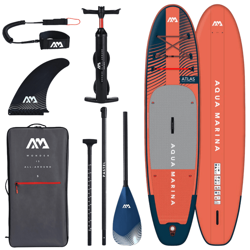 Aqua Marina 12’0″ Atlas (Sky Glider) - Advanced All-around iSUP, 3.66m/15cm, with carbon/fiberglass hybrid PASTEL paddle and coil leash