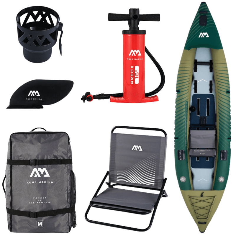 Aqua Marina 13’1 Caliber Angling Kayak 1/2-person. DWF Deck. Foldable fishing seat x1, Cup holder. (paddle excluded)