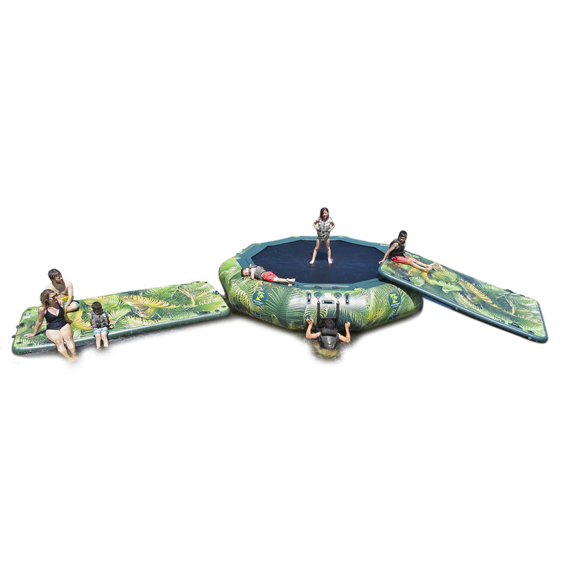 Island Hopper 15’ Water Bouncer Lakeside Water Park with 1 Lakeside Platform/slide - LKS-WTRPRK15